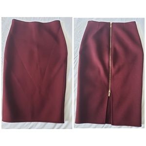 Reiss Burgundy Skirt Gold Tone Zipper 6